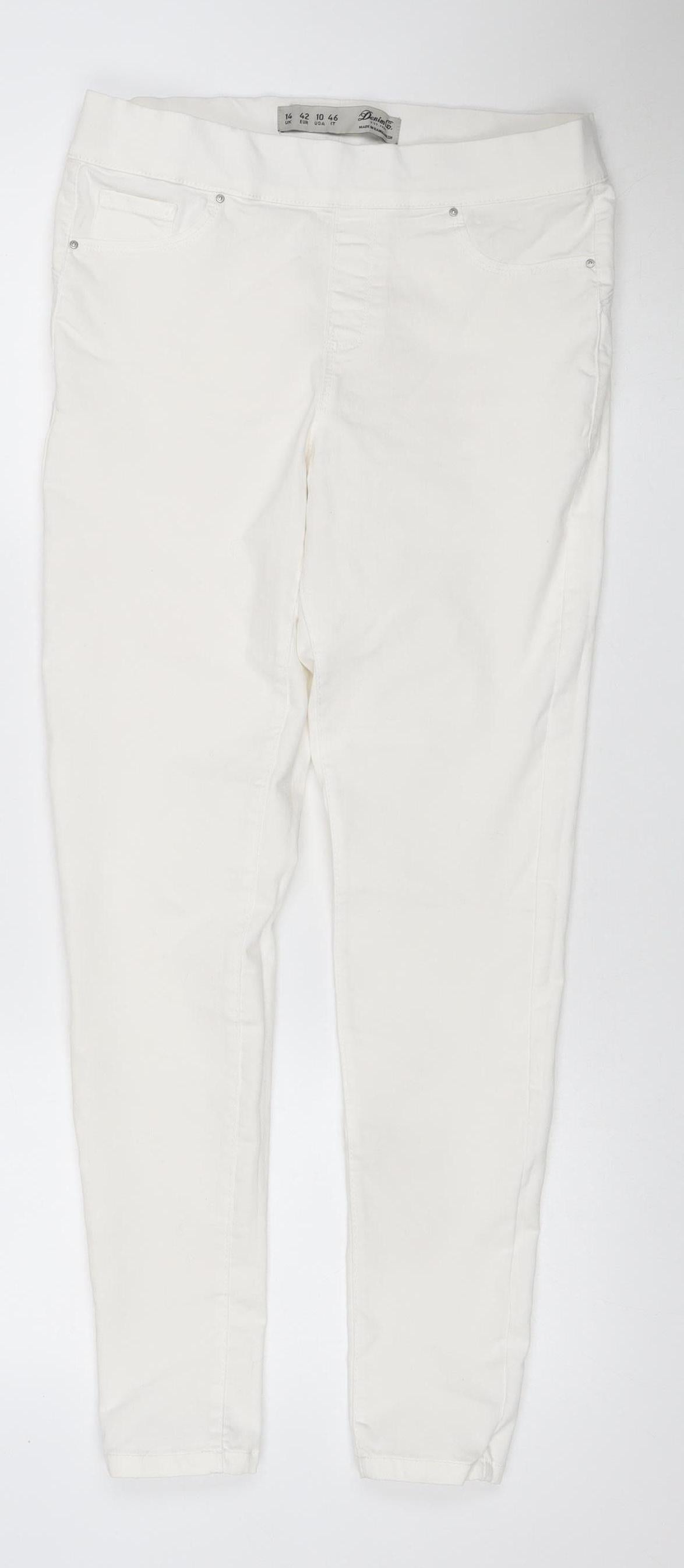 Denim Co Women’s Ivory UK 14 Straight Stretch 5-Pocket Jeans