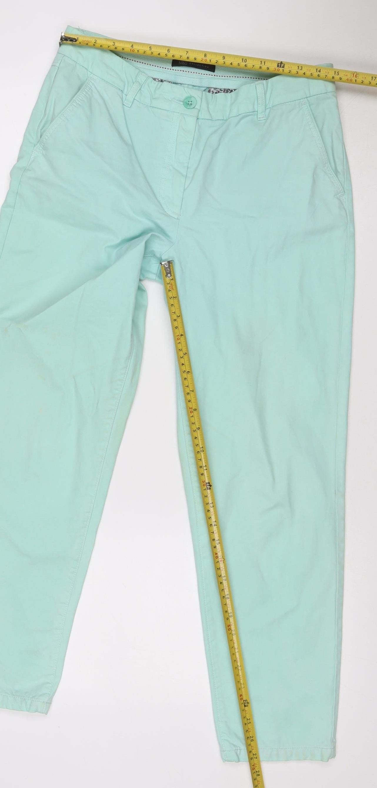 Marks and Spencer Women Green Size 10 Short Straight Cotton Jeans