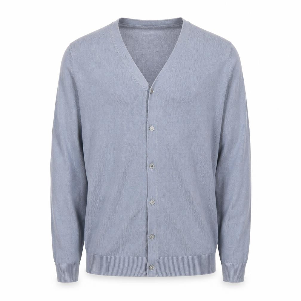 Paul Costelloe Men Blue S Linen Blend V-Neck Button Cardigan