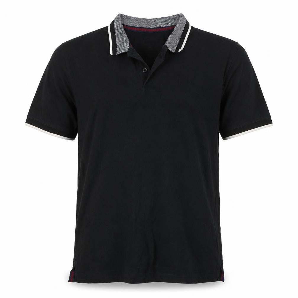 Next Men’s Black L Cotton Contrast Trim Short Sleeve Polo Shirt