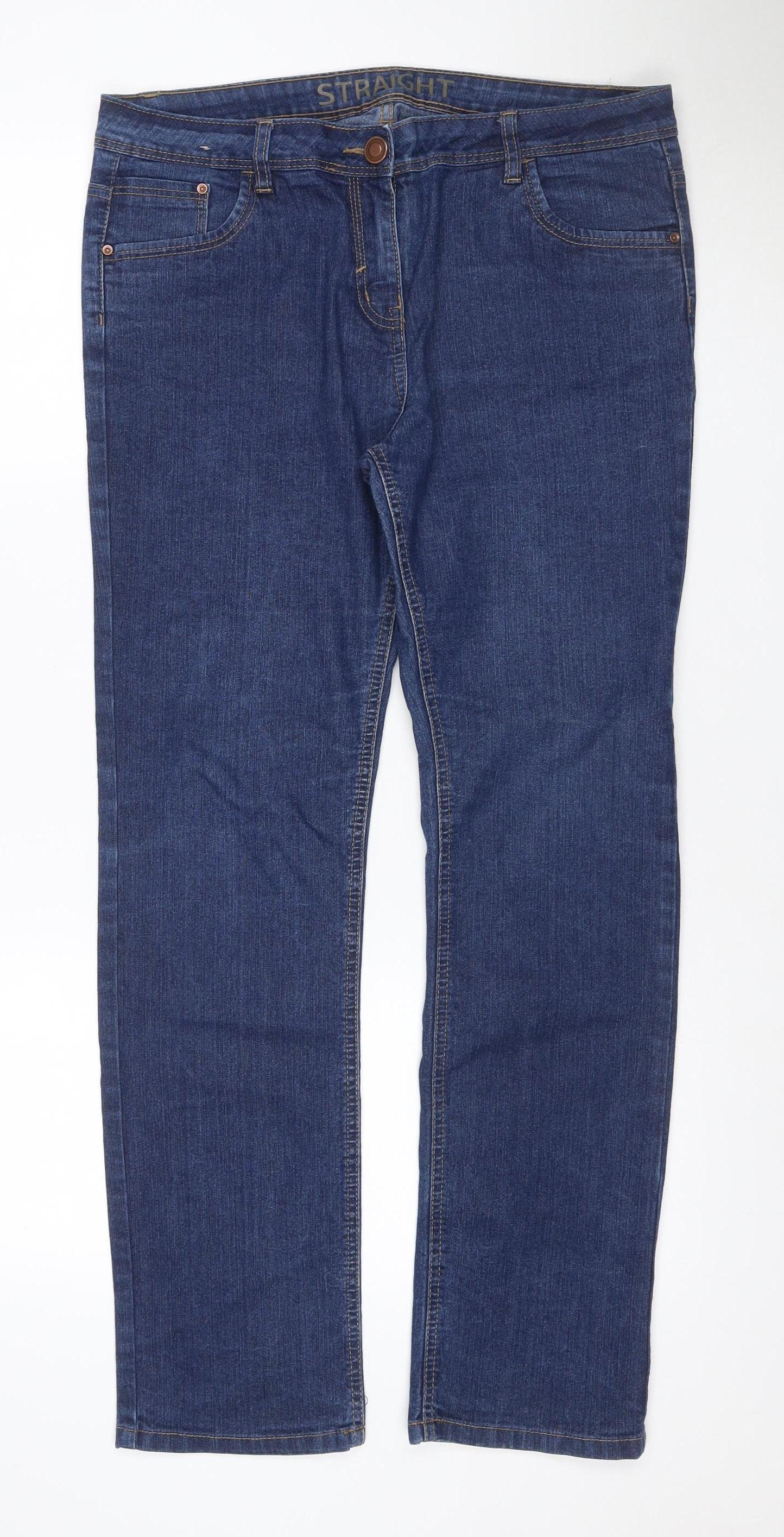 George Women Blue UK 14 Straight Leg Stretch Denim Jeans Regular