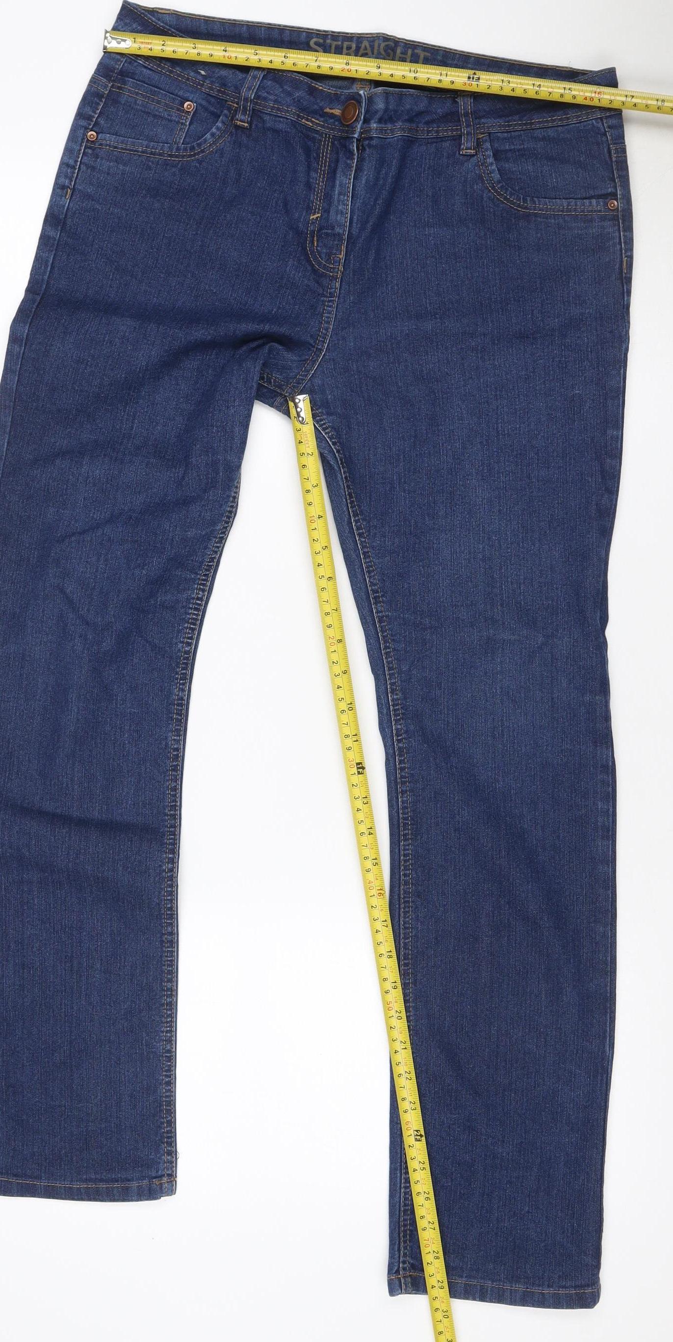 George Women Blue UK 14 Straight Leg Stretch Denim Jeans Regular