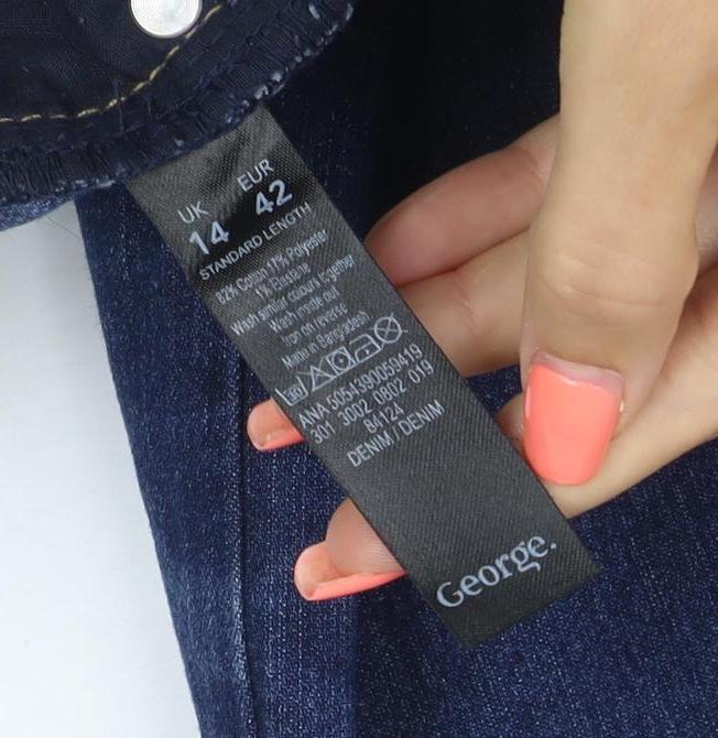 George Women Blue UK 14 Straight Leg Stretch Denim Jeans Regular