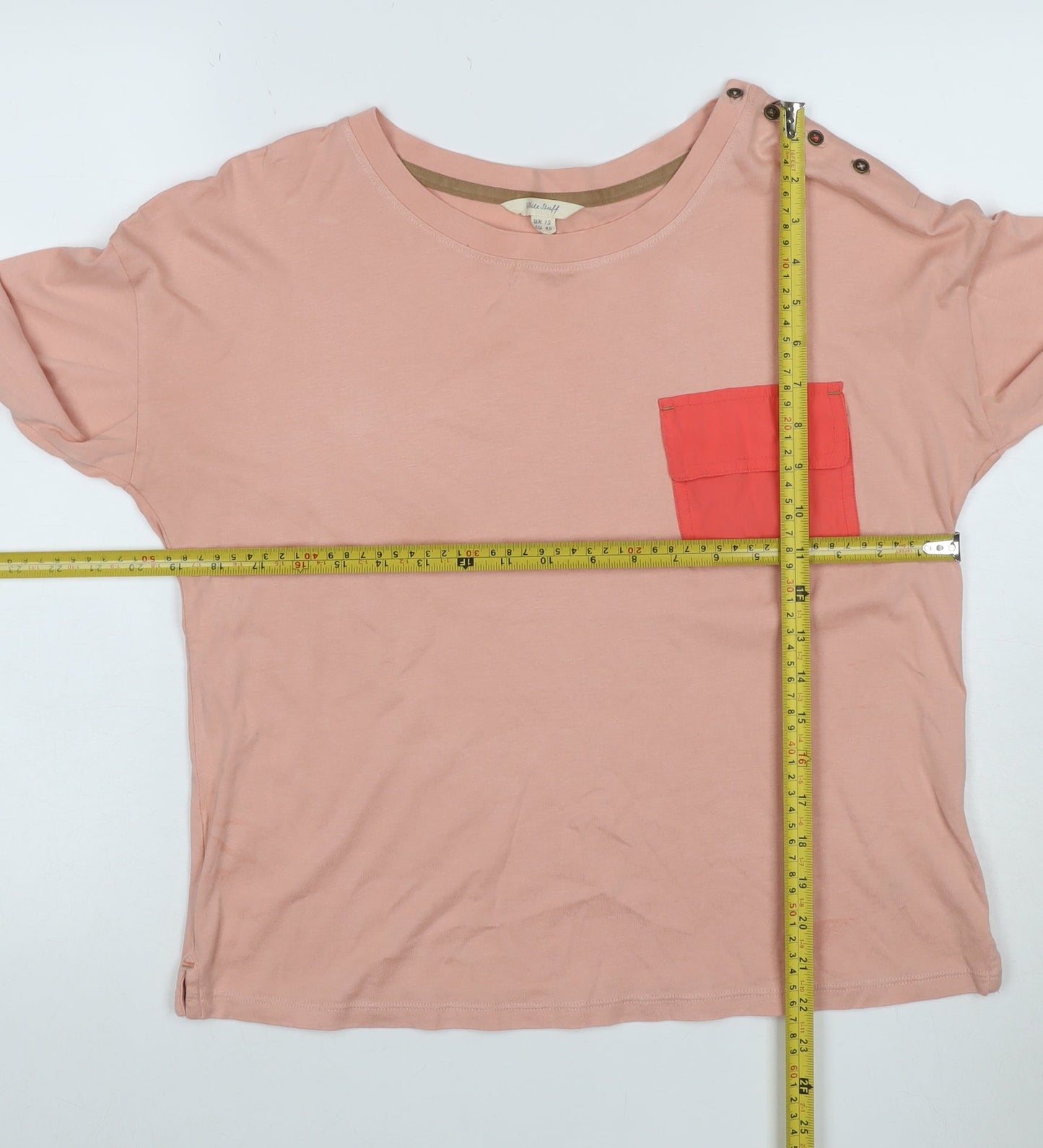 White Stuff Women’s Pink UK 12 Basic Jersey Long Sleeve Pocket T-Shirt