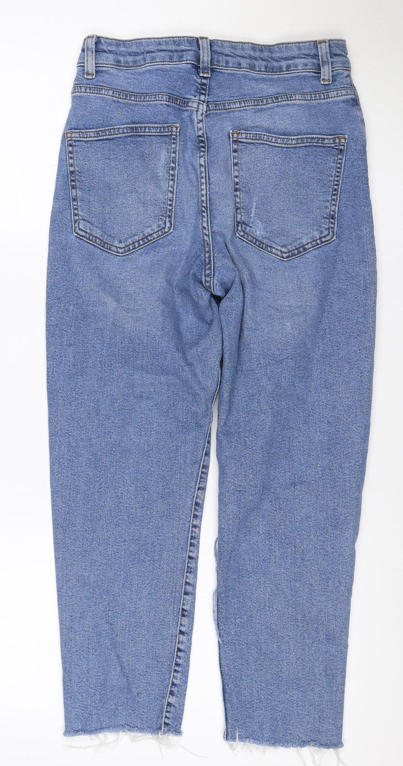 New Look Women Blue UK 10 Straight Distressed Raw Hem Jeans