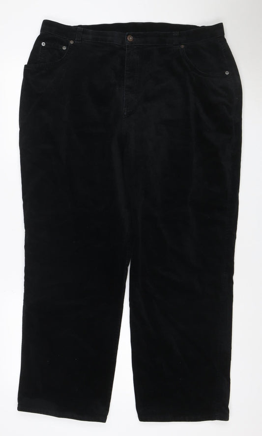 Marks and Spencer Women Black UK 20 Velvet Bootcut Stretch Trousers