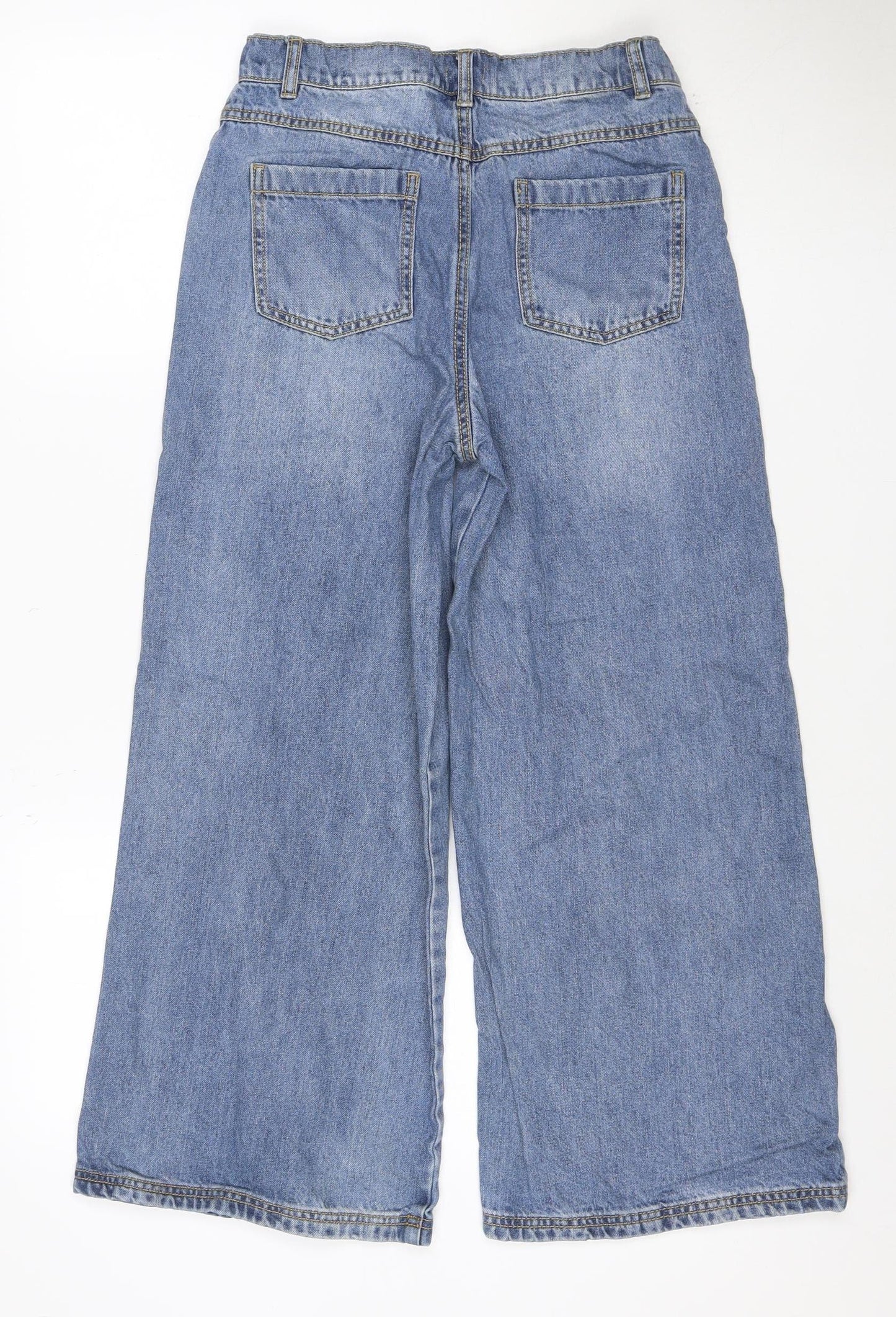F&F Girls Blue Pearl Stud Wide-Leg Jeans Age 11-12 Years