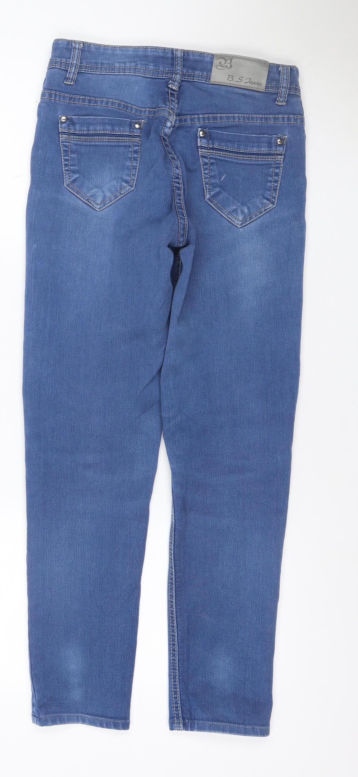 B.S Jeans Women Blue UK 8 Straight Mid Rise Stretch Denim Jeans