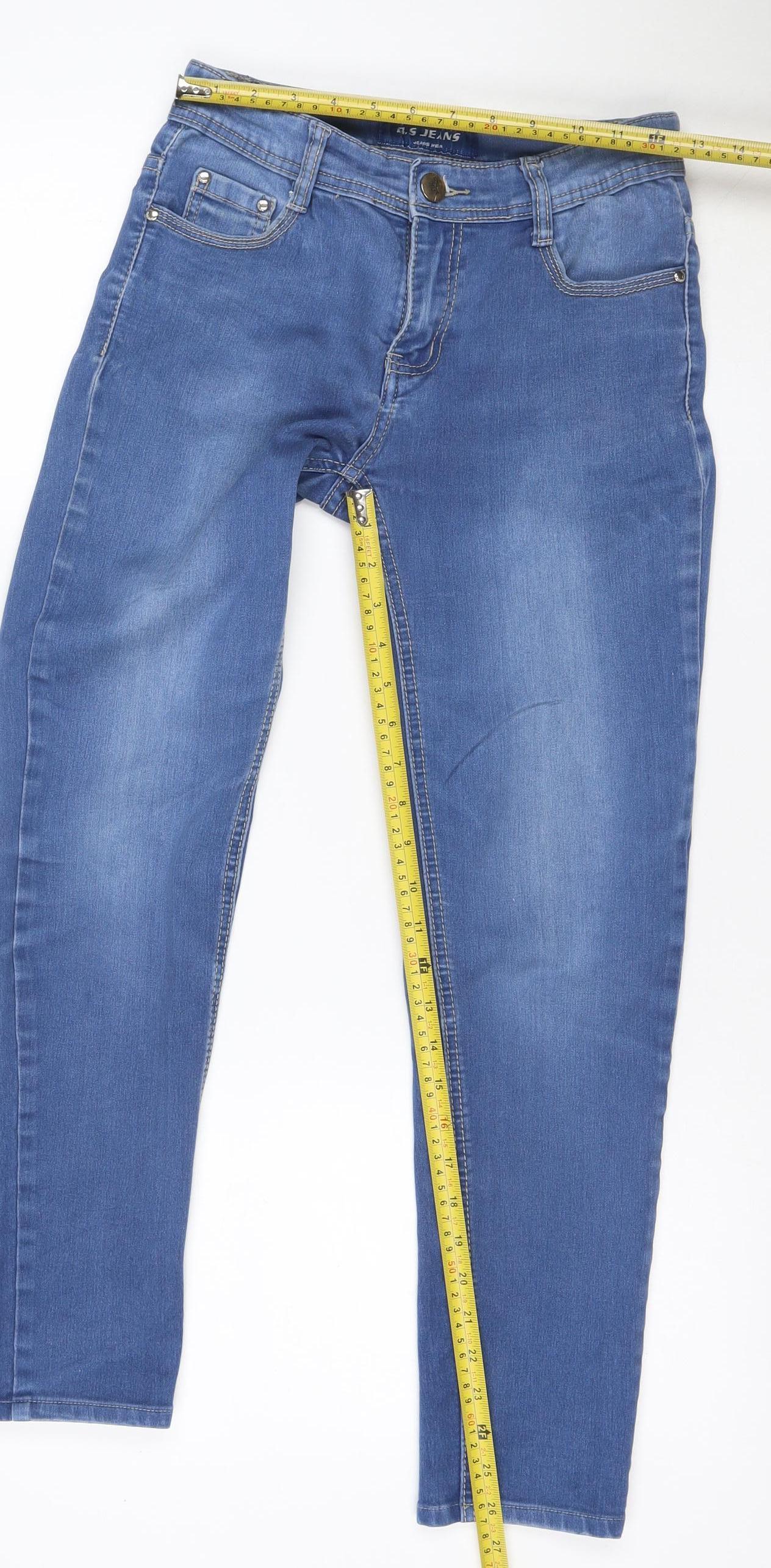 B.S Jeans Women Blue UK 8 Straight Mid Rise Stretch Denim Jeans