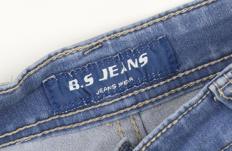 B.S Jeans Women Blue UK 8 Straight Mid Rise Stretch Denim Jeans