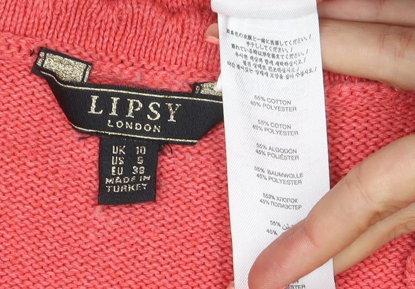 Lipsy Women Pink UK 8 Ruffle Knit Sleeveless Camisole Tank Top