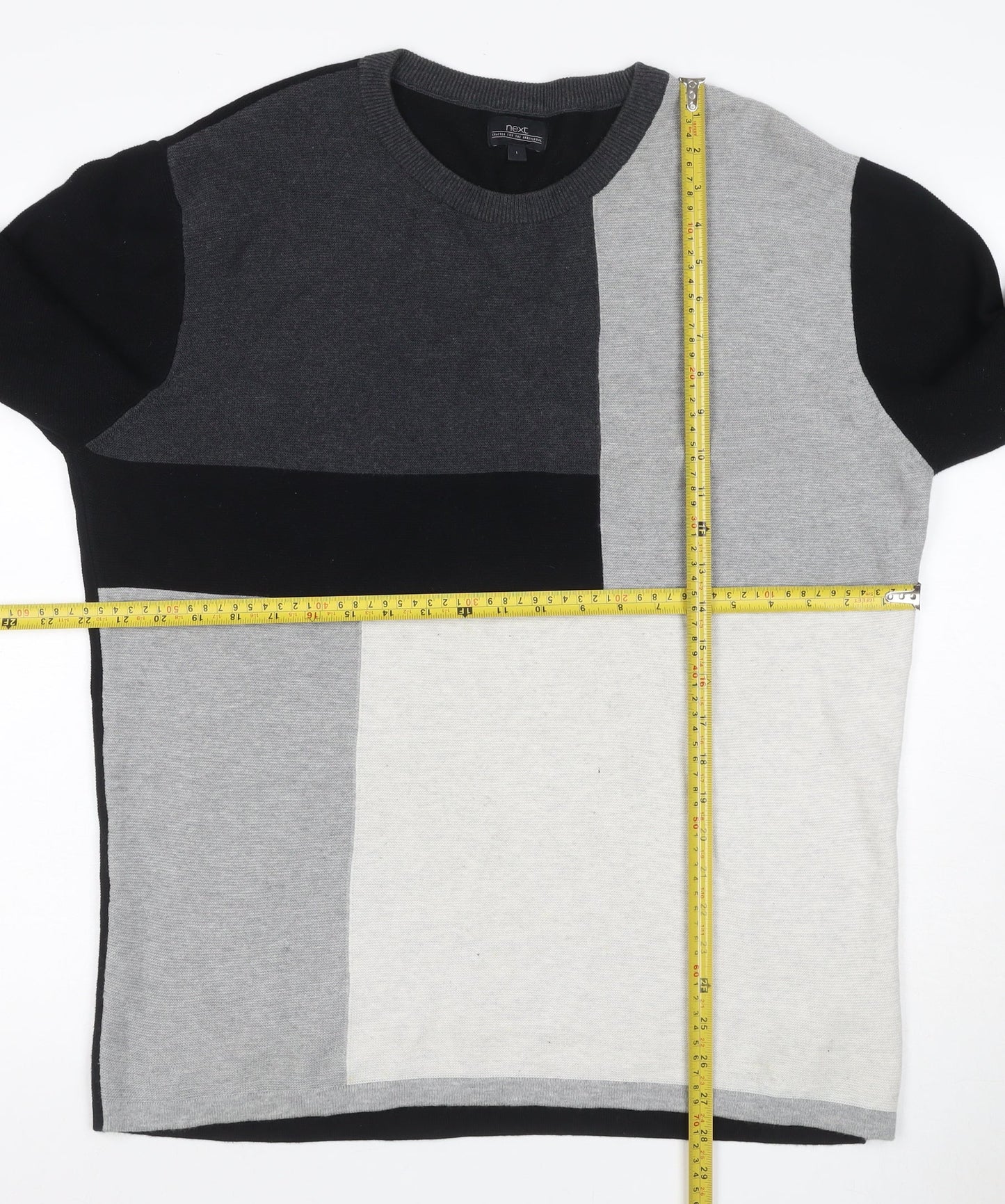 Next Men’s Multicoloured L Colour Block Crew Neck Viscose Knit Jumper