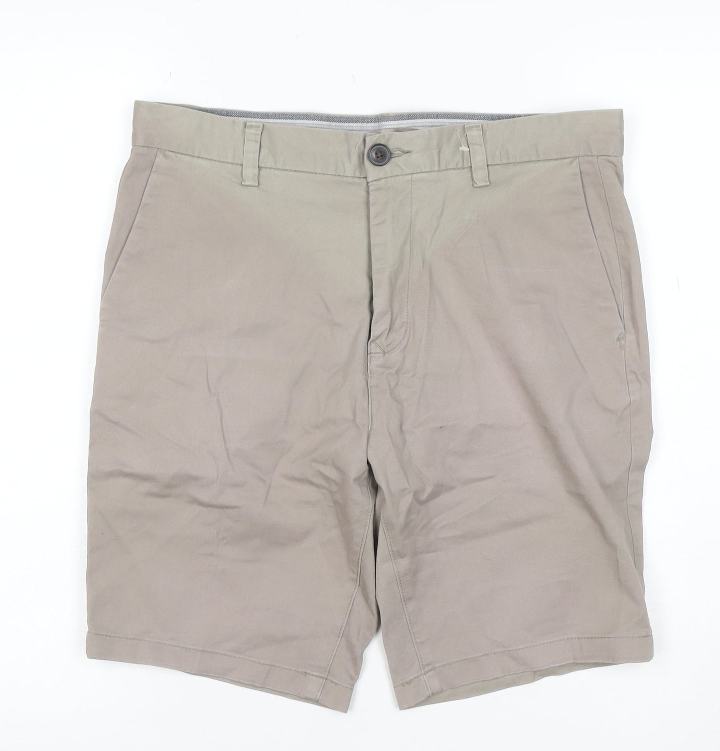 Next Men’s Beige 32in Chino Shorts Cotton Flat Front Pockets