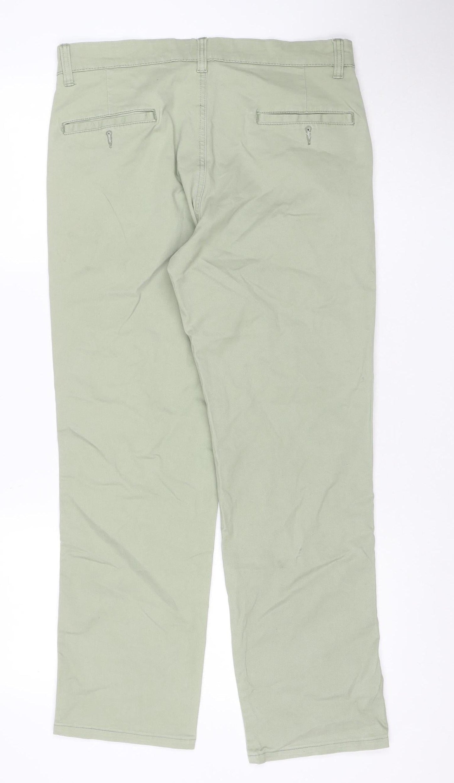 George Men’s Green 32W 32L Stretch Khaki Straight Jeans