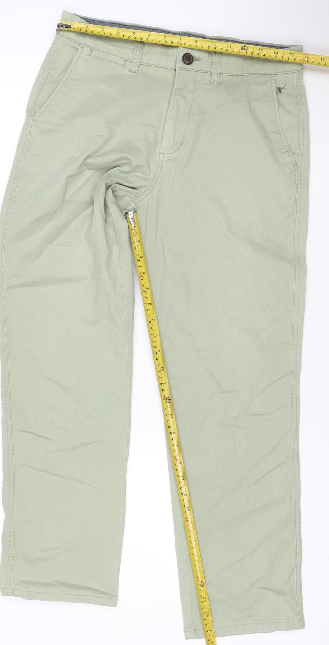 George Men’s Green 32W 32L Stretch Khaki Straight Jeans