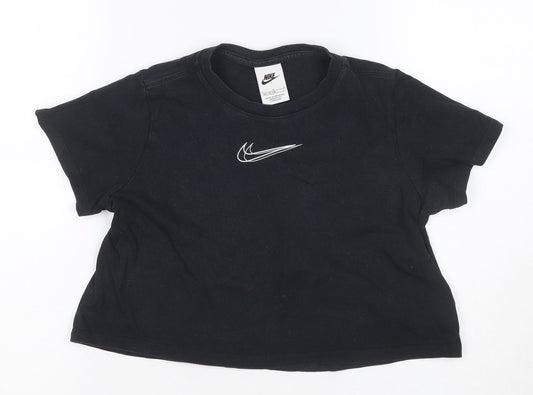 Nike Girls Black 146 Basic Logo Jersey Short Sleeve T-Shirt