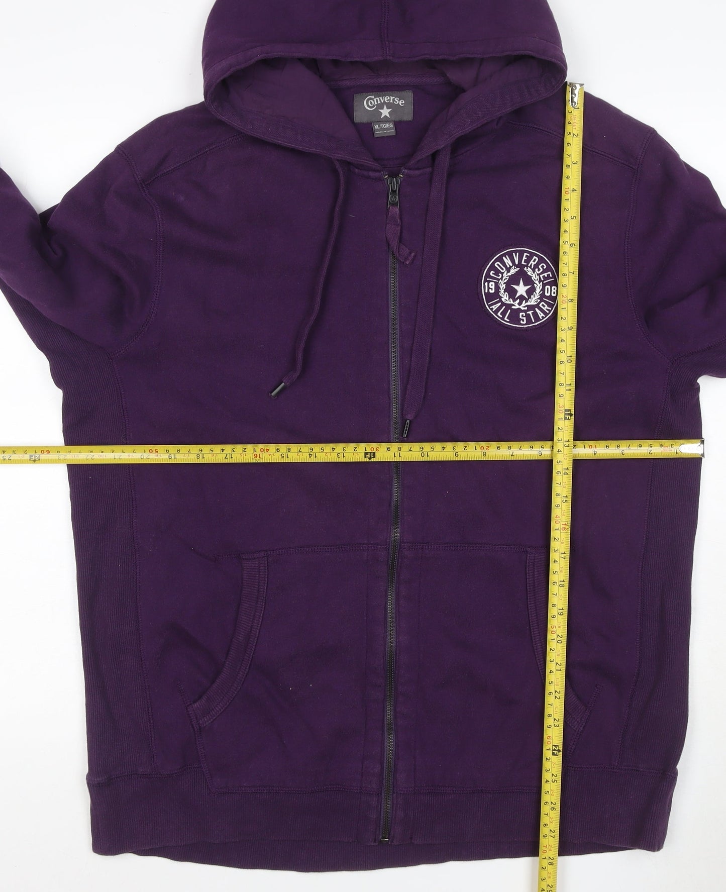 Converse Men’s Purple XL Full Zip Hoodie New York Graphic Logo Pockets