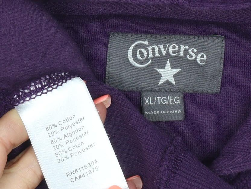Converse Men’s Purple XL Full Zip Hoodie New York Graphic Logo Pockets