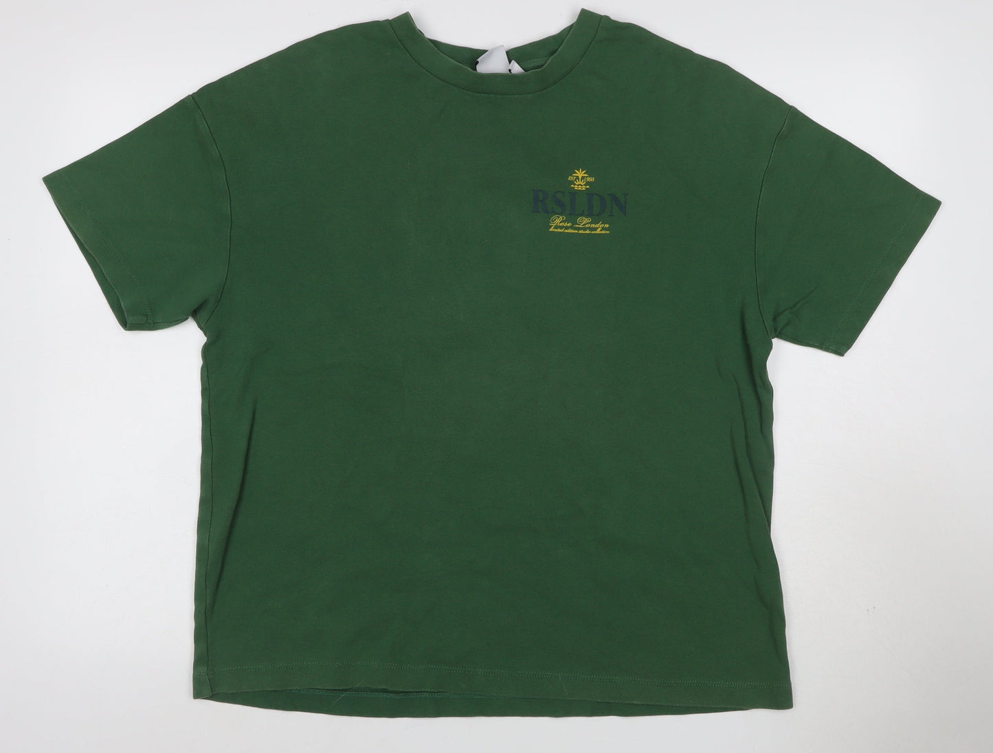 Rose London Men's Green M Graphic Logo Cotton Crew Neck T-Shirt