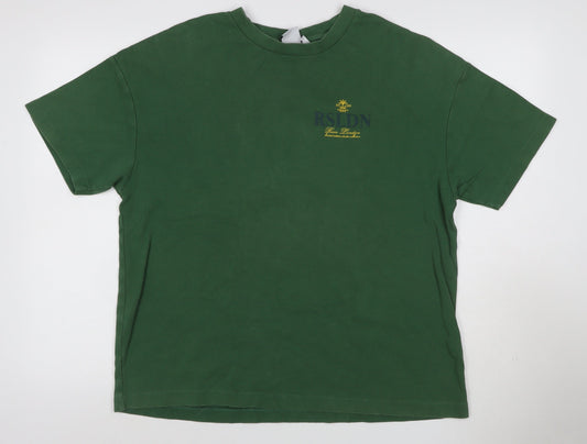 Rose London Men's Green M Graphic Logo Cotton Crew Neck T-Shirt