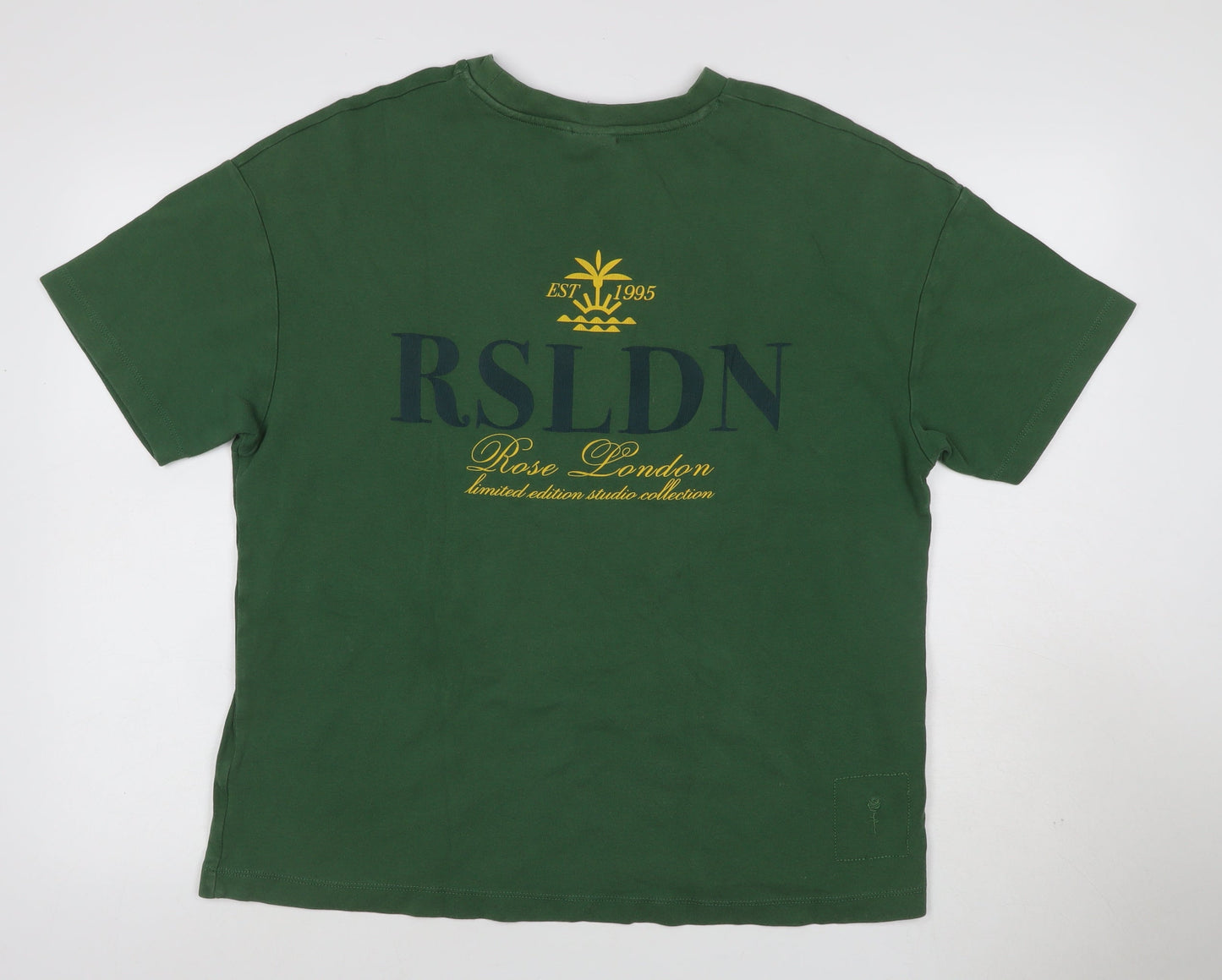 Rose London Men's Green M Graphic Logo Cotton Crew Neck T-Shirt