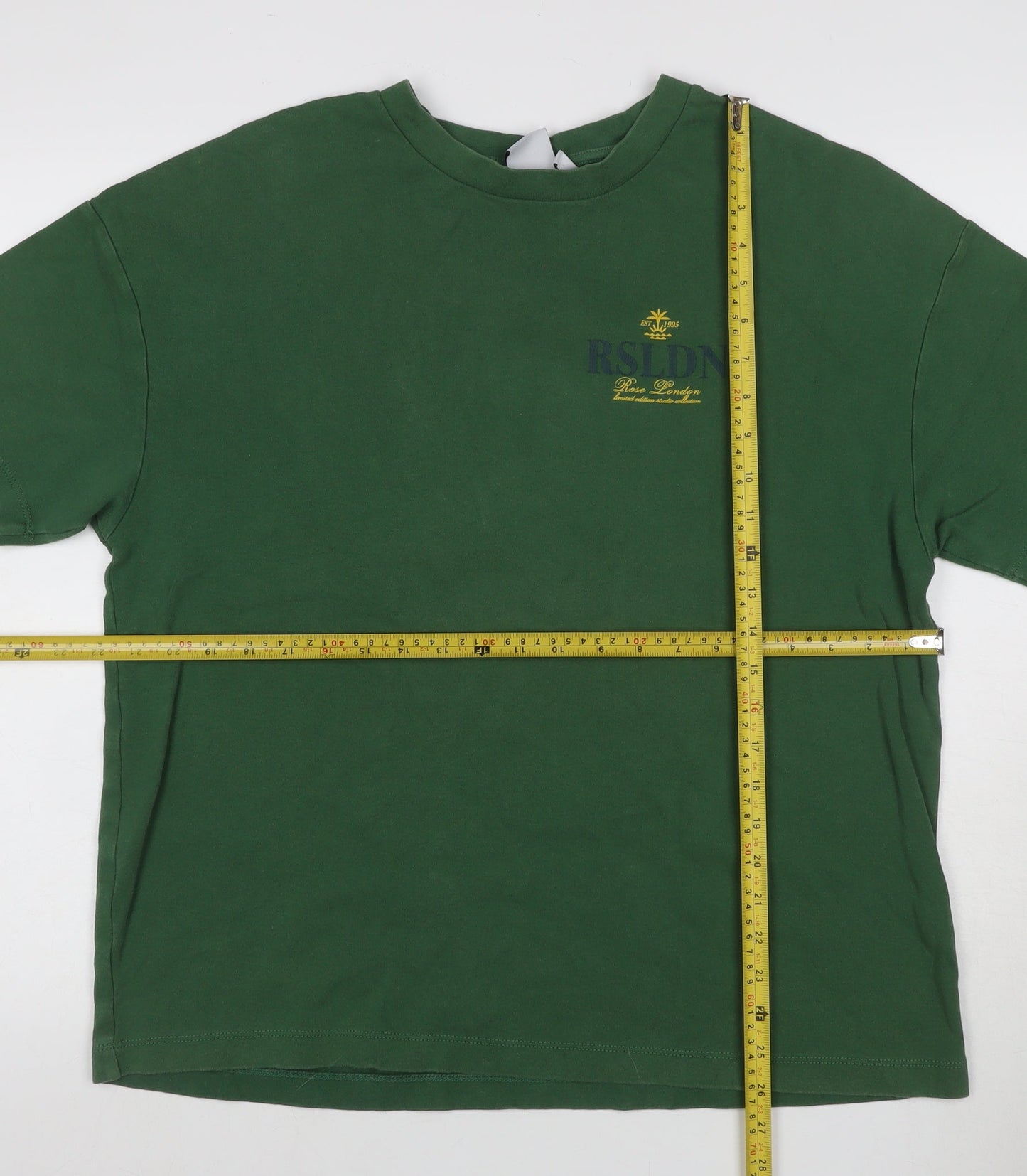 Rose London Men's Green M Graphic Logo Cotton Crew Neck T-Shirt