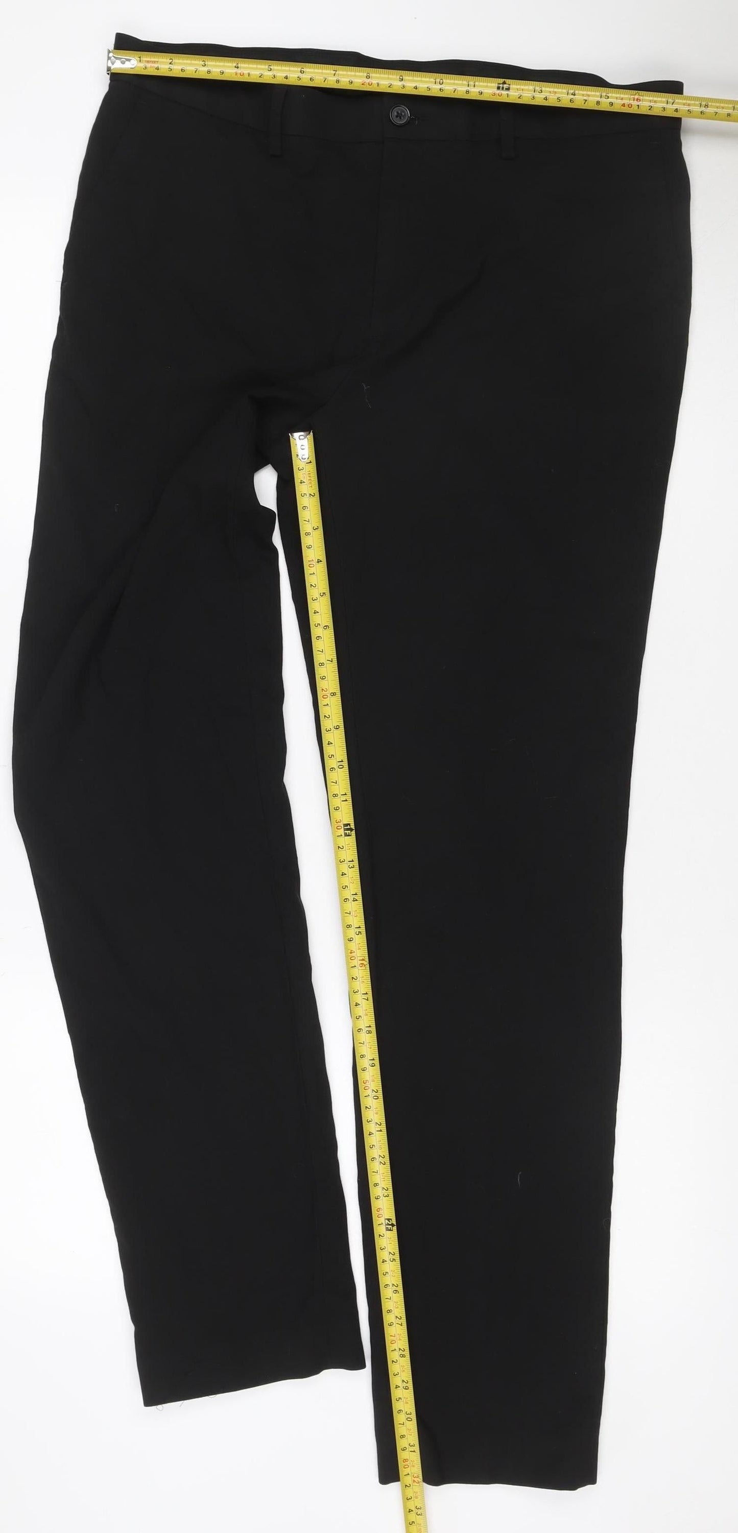 Marks and Spencer Men's Black 36 Slim Fit Long Dress Trousers Formal