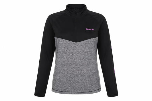 Bench Women’s Black Grey Pink UK 18 XXL 1/4 Zip Colourblock Sweatshirt