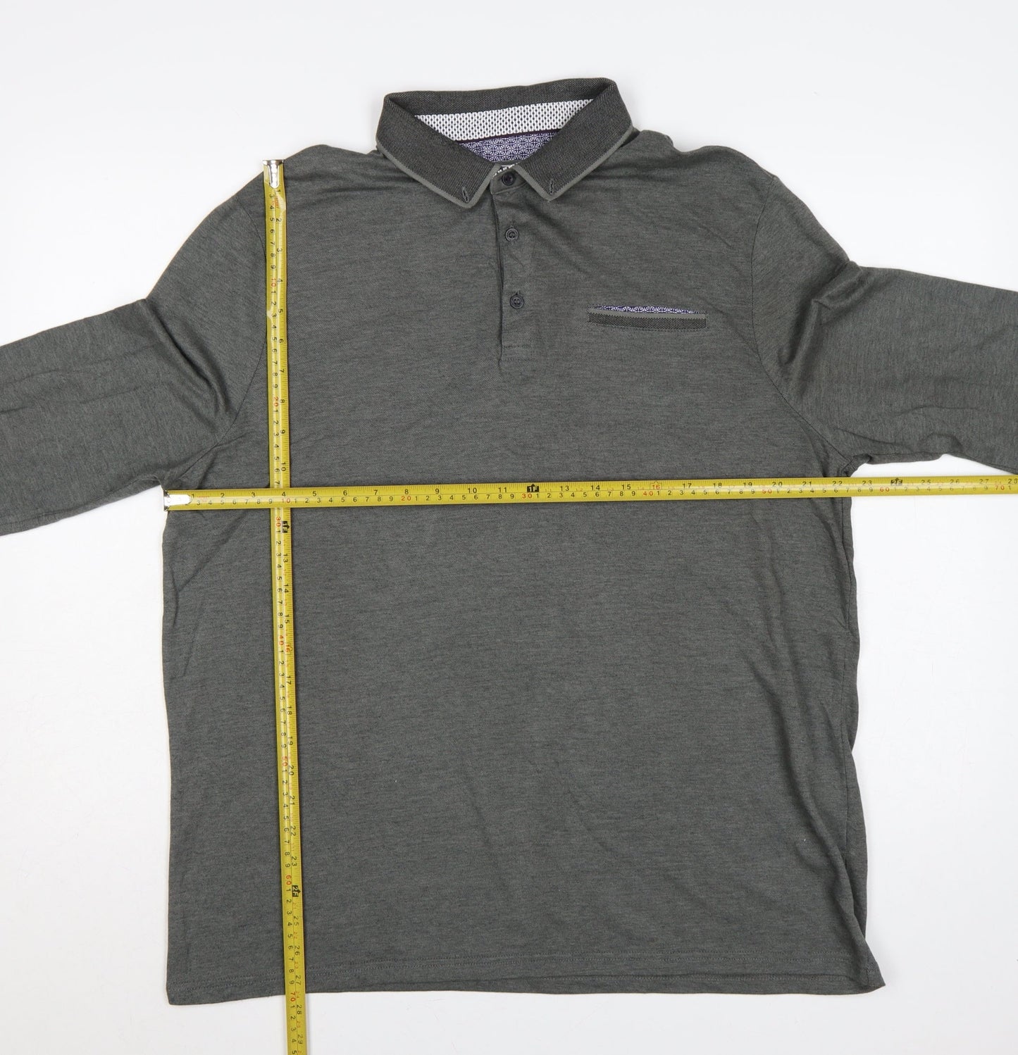 Burton Menswear London Men’s Grey XL Long Sleeve Button-Down Polo Shirt