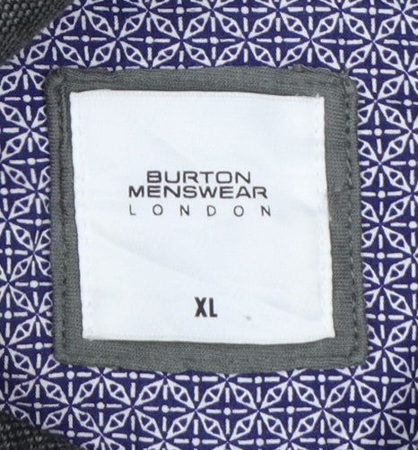 Burton Menswear London Men’s Grey XL Long Sleeve Button-Down Polo Shirt