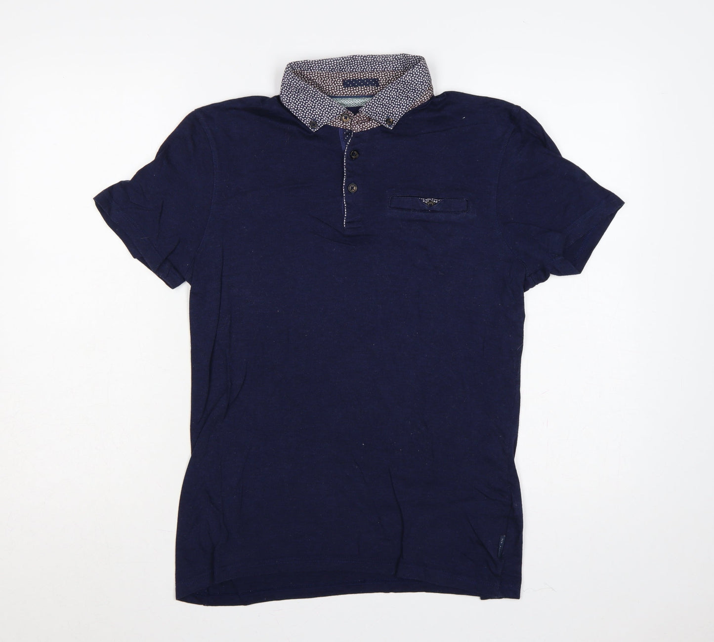 Ted Baker London Men’s Navy Blue M Short Sleeve Button-Down Polo