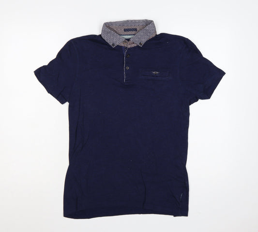 Ted Baker London Men’s Navy Blue M Short Sleeve Button-Down Polo
