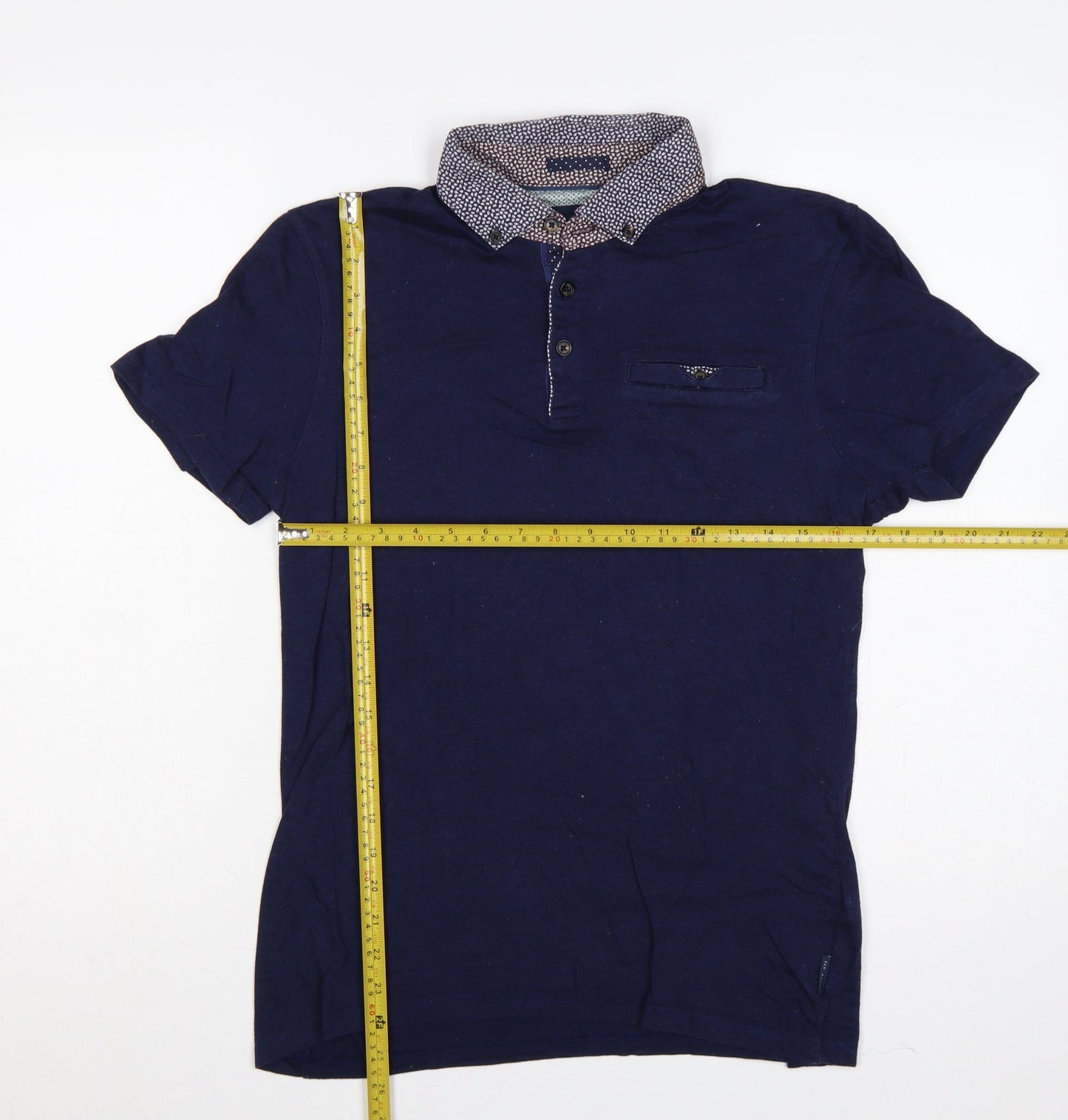 Ted Baker London Men’s Navy Blue M Short Sleeve Button-Down Polo