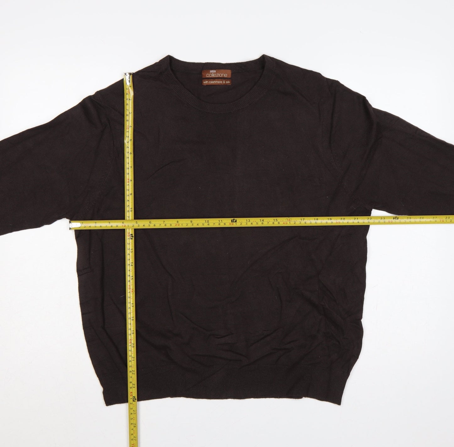 Marks and Spencer Men Brown L Cashmere Silk Crew Neck Pullover Jumper