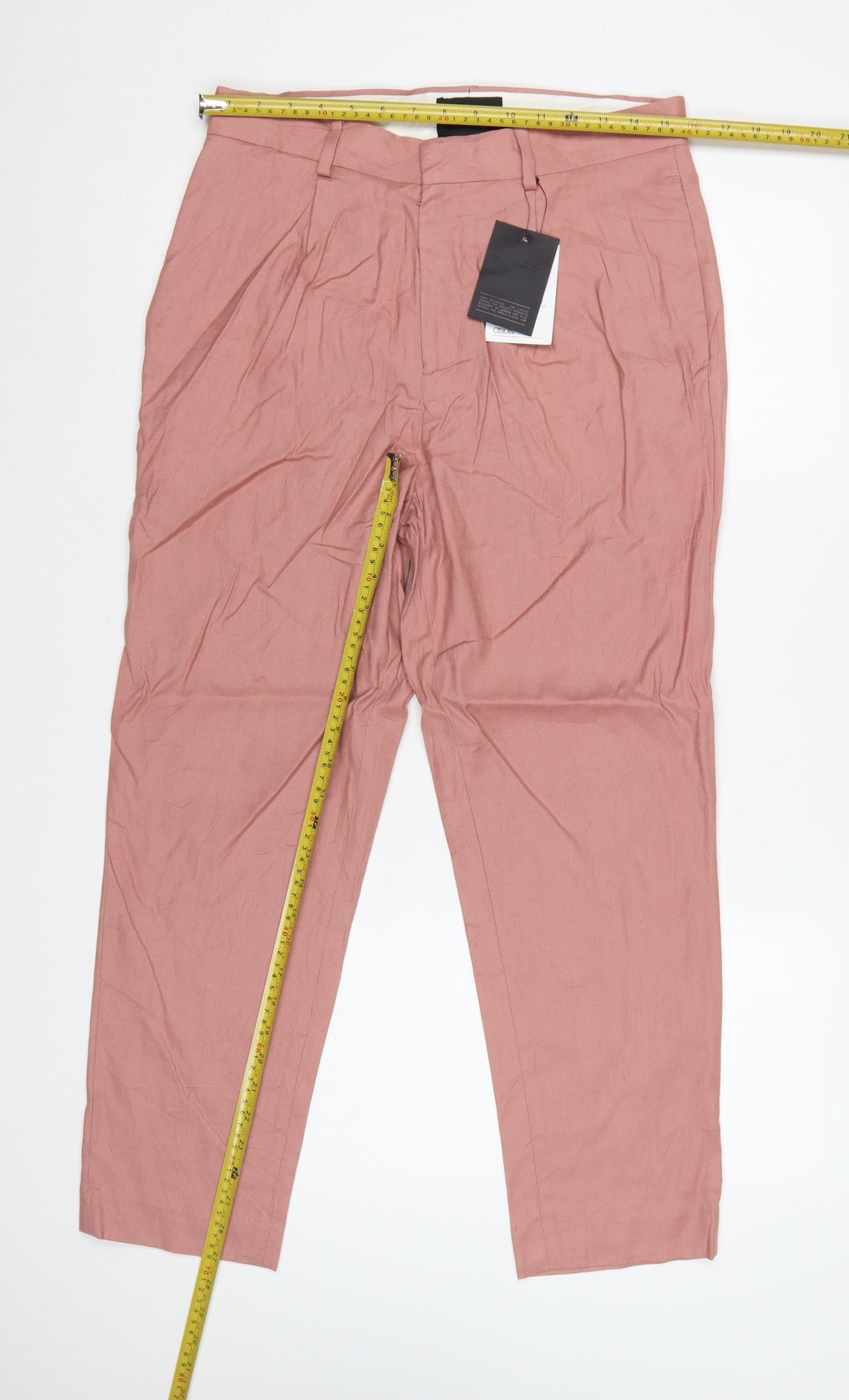 ASOS Women’s Pink UK 12 Linen Blend Pleated Tapered Trousers