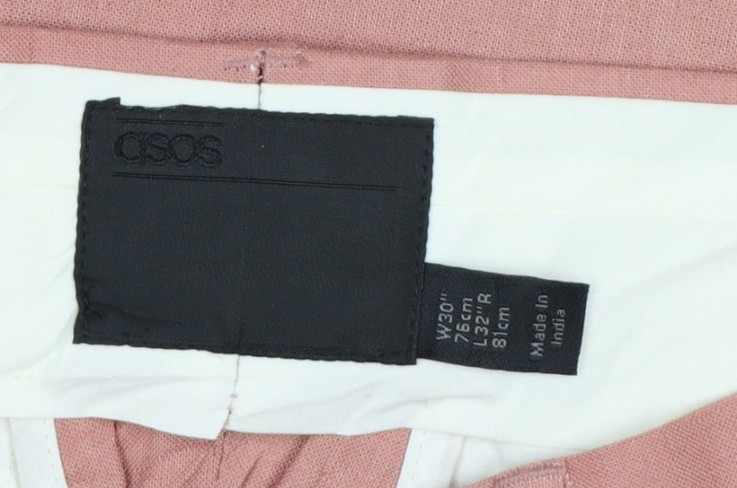 ASOS Women’s Pink UK 12 Linen Blend Pleated Tapered Trousers