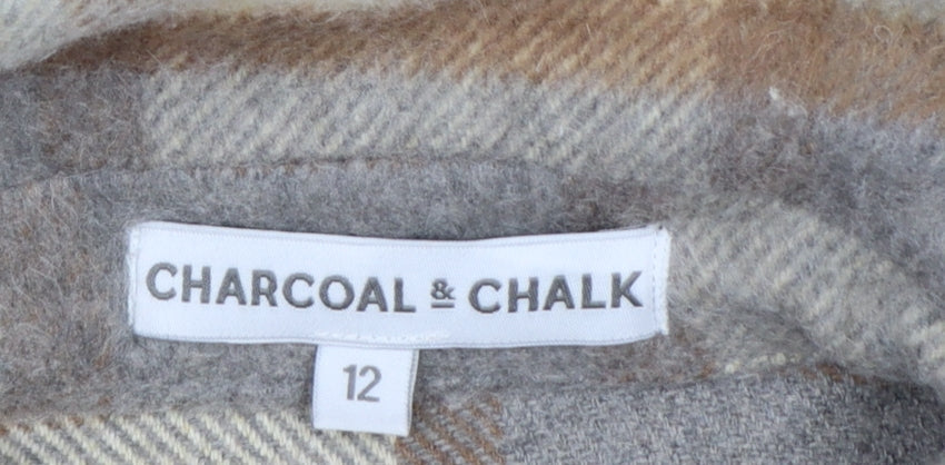 Charcoal & Chalk Women's Grey Check Basic Jacket UK 12 Button Pockets