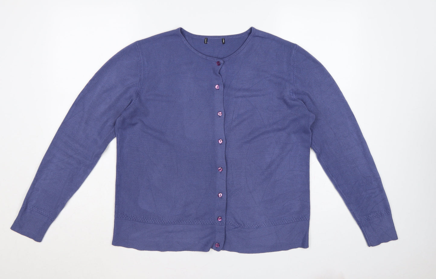 Debenhams Women Blue Size 16 Button Front Knit Cardigan