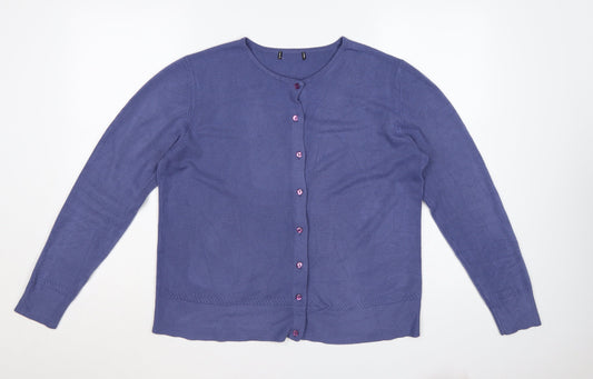 Debenhams Women Blue Size 16 Button Front Knit Cardigan