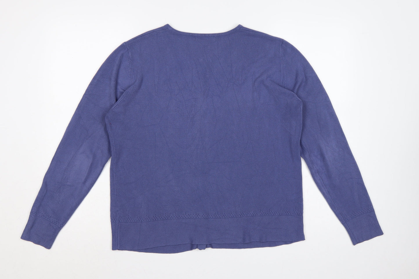Debenhams Women Blue Size 16 Button Front Knit Cardigan