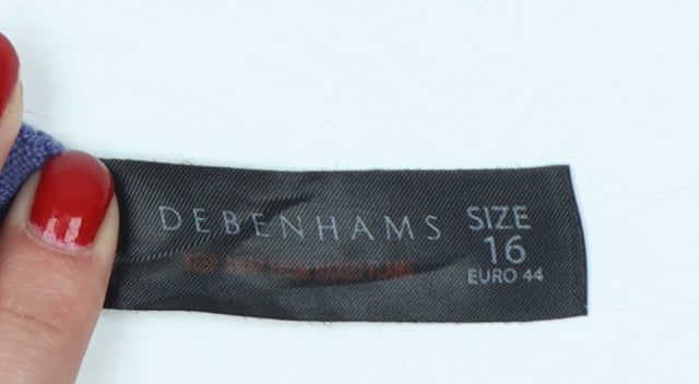 Debenhams Women Blue Size 16 Button Front Knit Cardigan