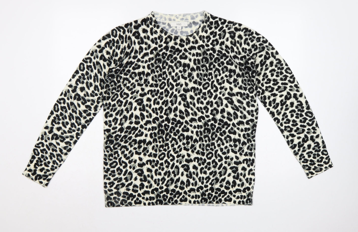 Marks & Spencer Women's Black Leopard Print Pullover Jumper UK 10