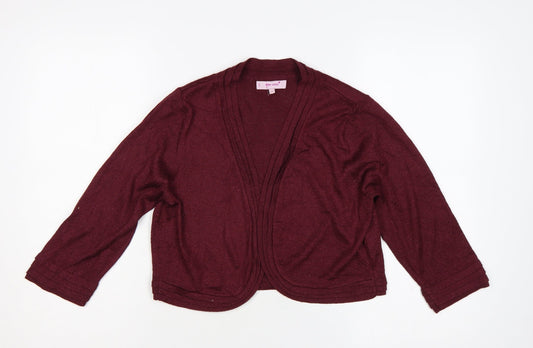 Marks & Spencer Per Una Womens Burgundy Open Knit Cardigan Size 14