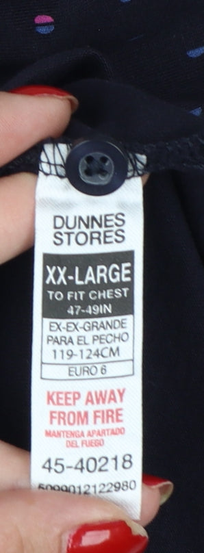 Dunnes Stores Men’s Black Geometric Print Polo Shirt XXL Regular Fit