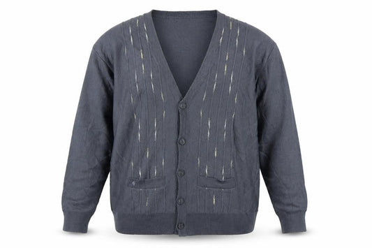 Gabicci Men’s Grey 2XL Wool Blend V-Neck Button Cardigan Knit