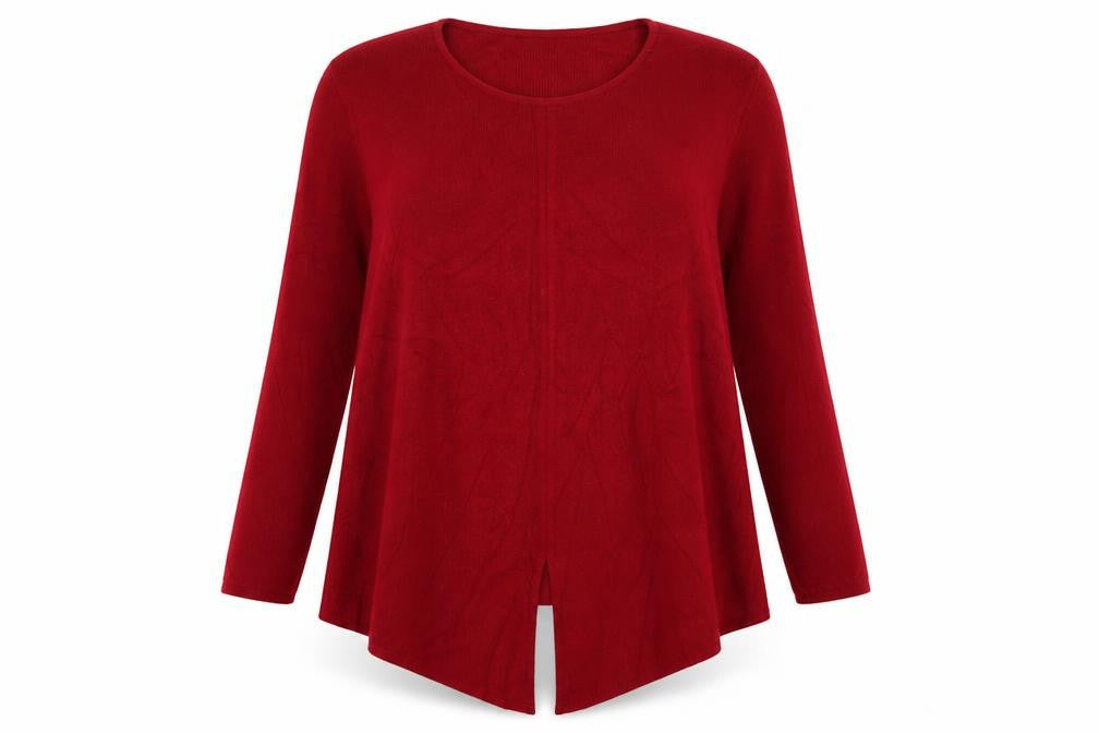 Olsen Collection Women Red UK 18 Merino Wool Blend Knit Tunic Jumper