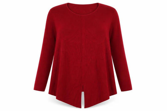 Olsen Collection Women Red UK 18 Merino Wool Blend Knit Tunic Jumper