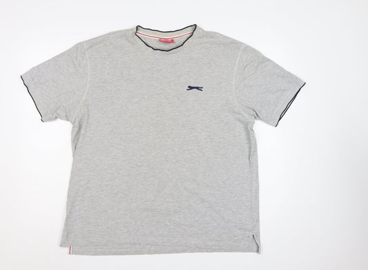 Slazenger Men’s Grey XL Cotton Logo Crew Neck Short Sleeve T-Shirt