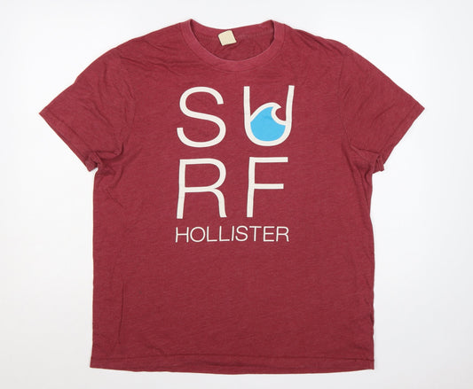Hollister Men’s Red XL California Logo Graphic Crew Neck T-Shirt