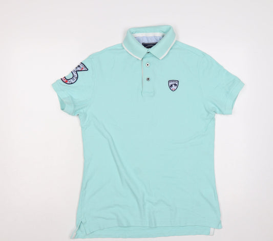Peter Polo Men's Mint Green S Cotton Piqué Short Sleeve Logo Polo Shirt